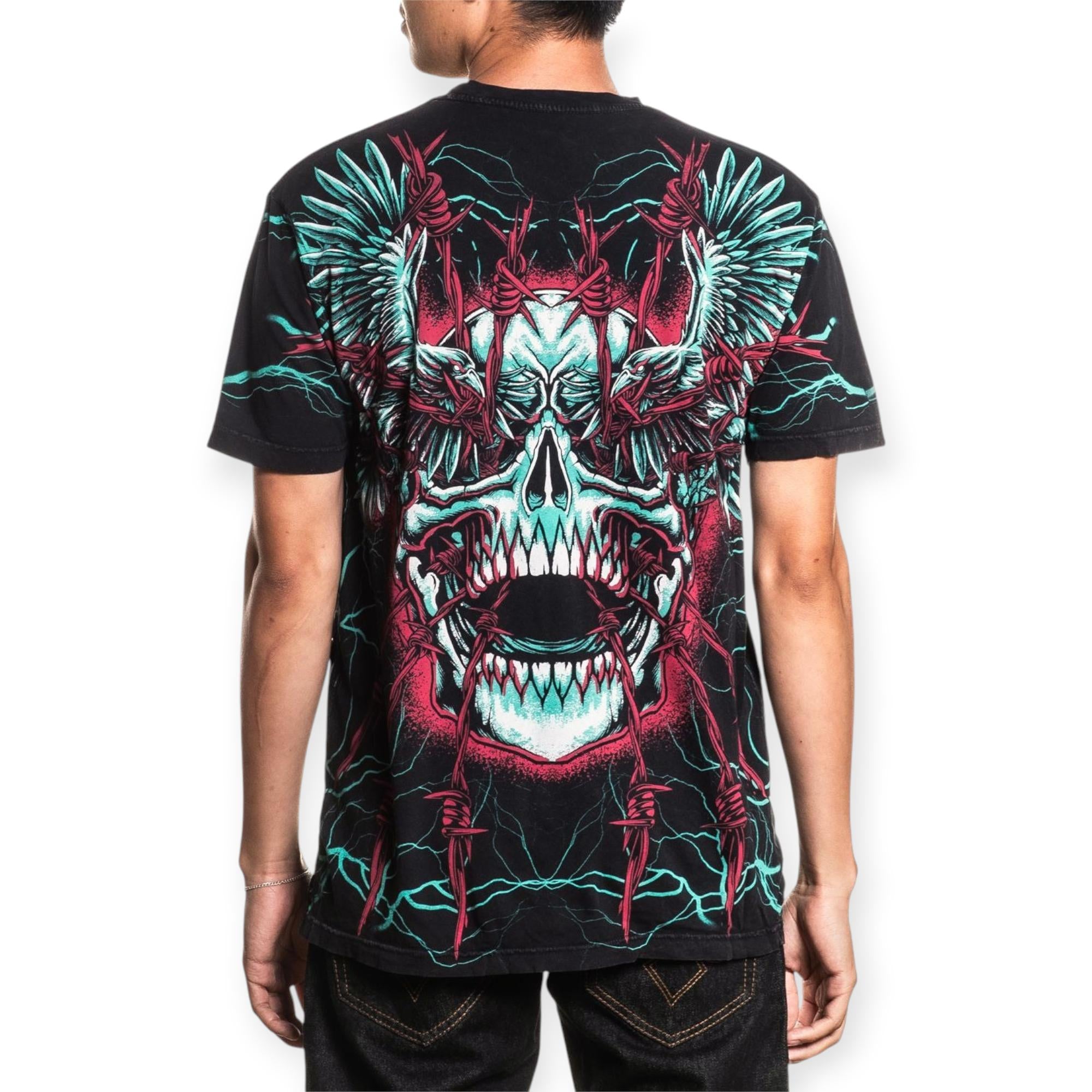 Affliction Men Ghost Image Tee Black Brown Lava