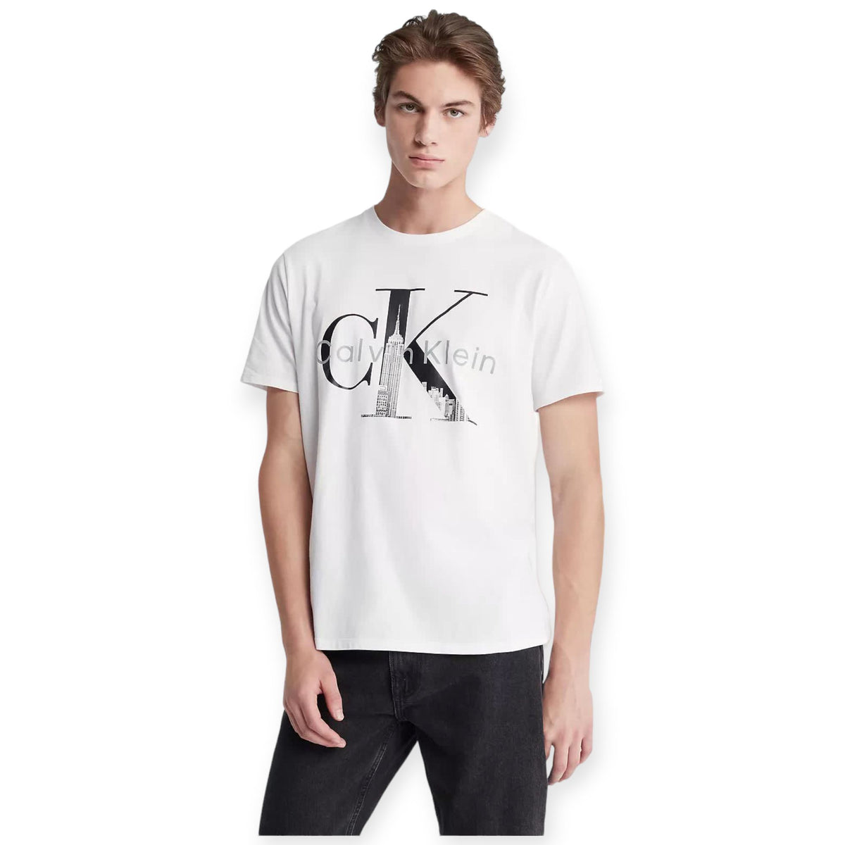 Calvin Klein T-Shirt Men Cityscape Graphic Monogram (Brilliant White)