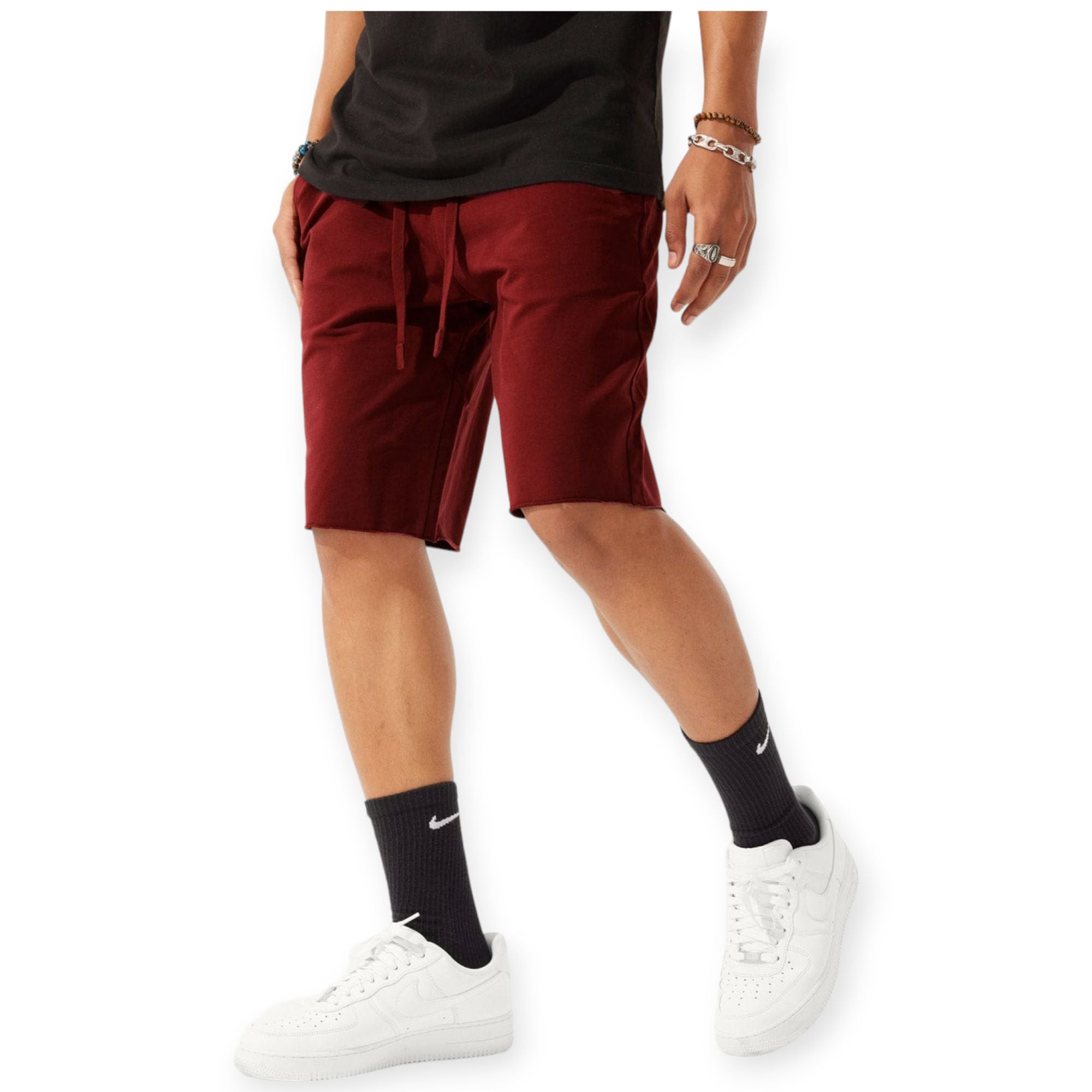 Jordan Craig Men Fleece Shorts(Wine)-Nexus Clothing