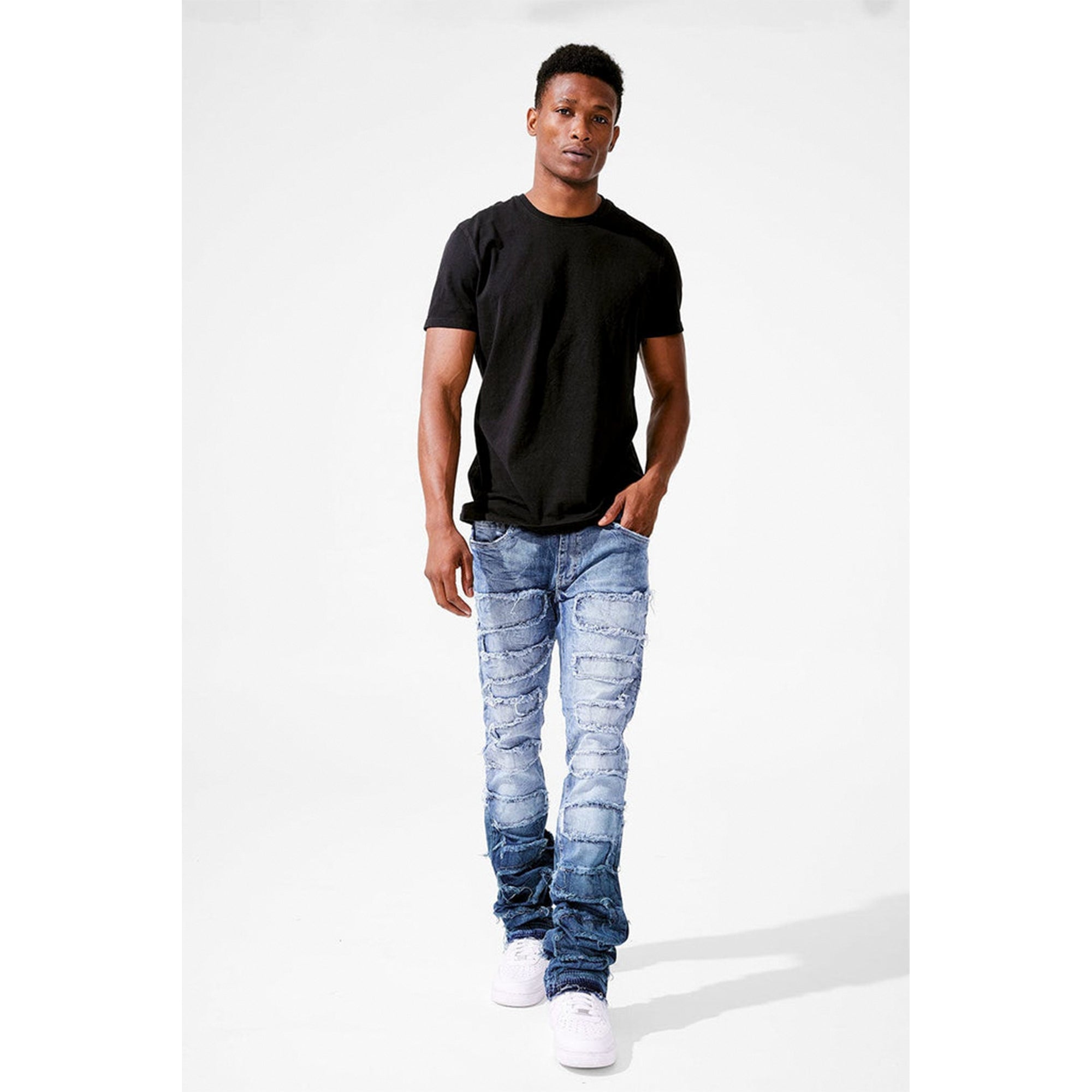 Jordan Craig Men Martin Stacked Python Jeans (Blue Wave)-Nexus Clothing