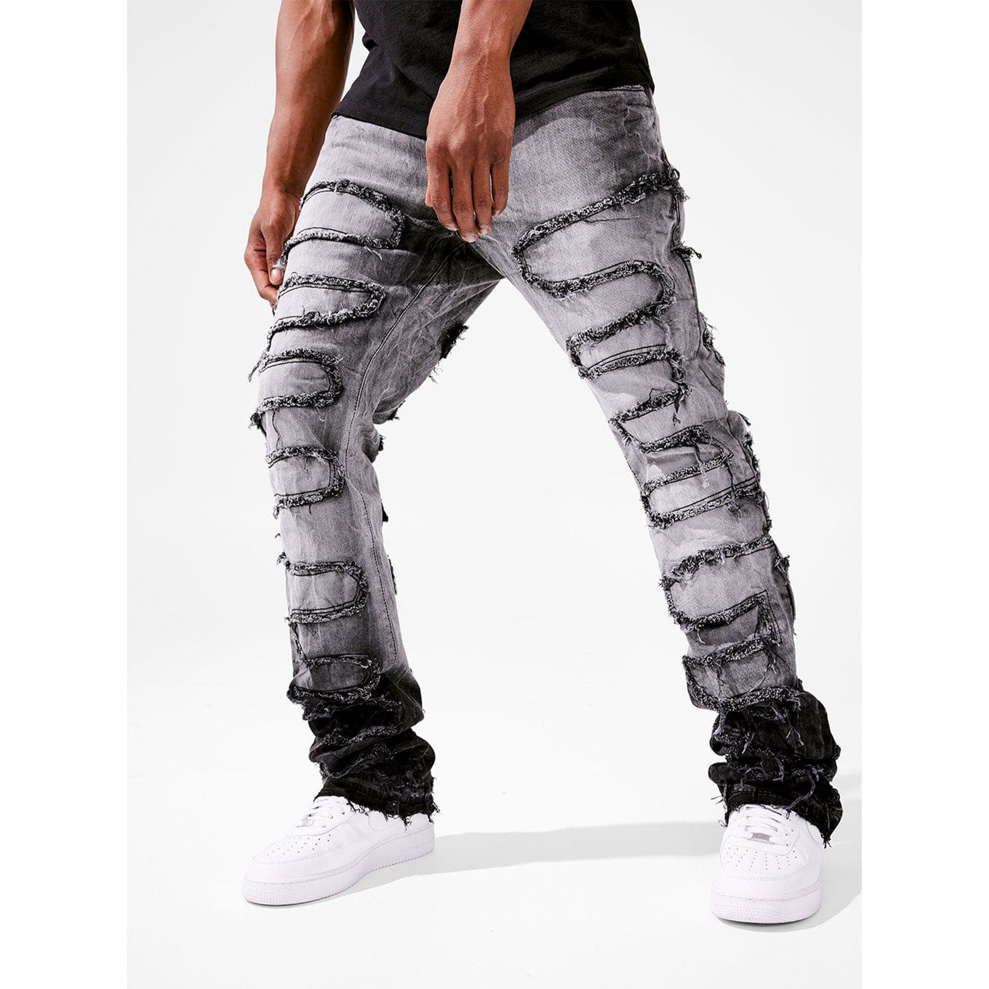 Jordan Craig Men Martin Stacked Python Jeans (Concrete)-Nexus Clothing