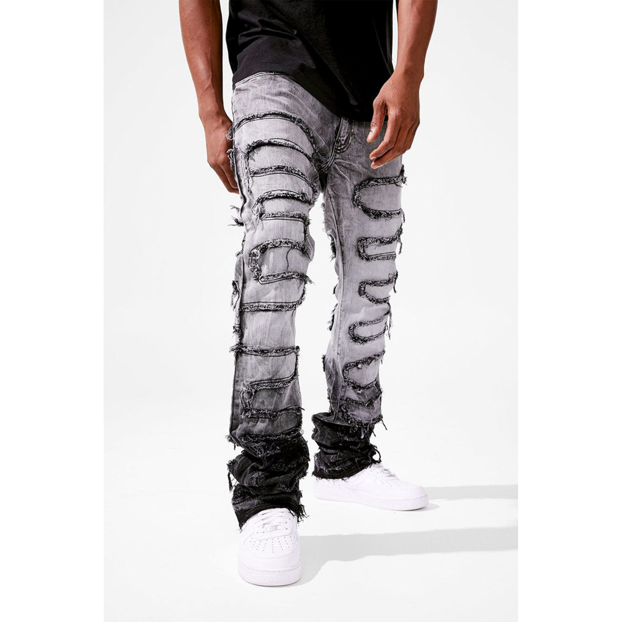 Jordan Craig Men Martin Stacked Python Jeans (Concrete)-Nexus Clothing