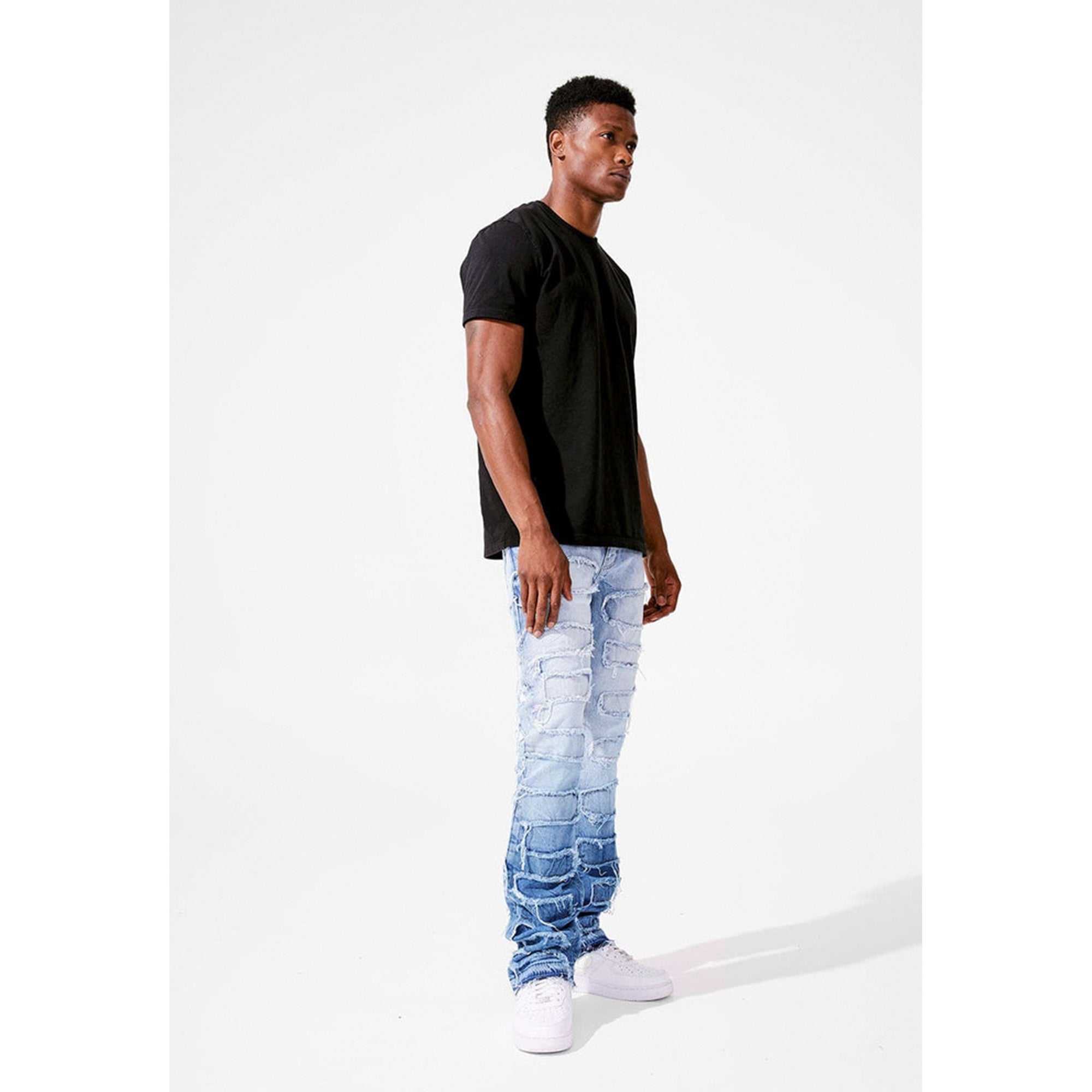 Jordan Craig Men Martin Stacked Python Jeans (Sky Blue)-Nexus Clothing