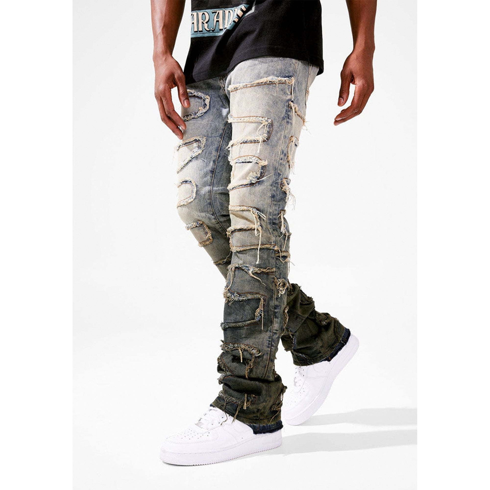 Jordan Craig Men Martin Stacked Python Jeans (Sunset)-Nexus Clothing