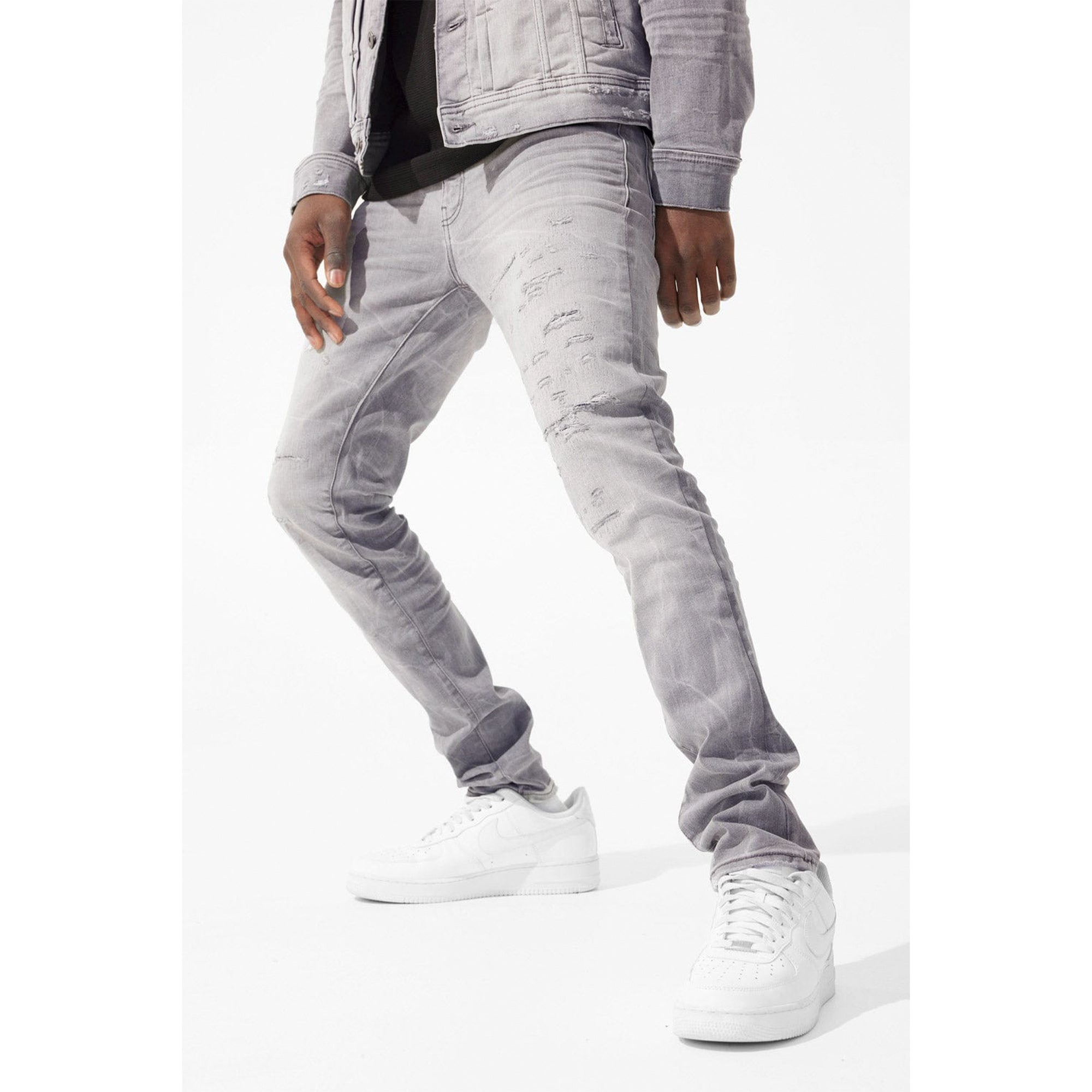 Jordan Craig Men Sean Fit w Shreds Jeans (Artic Grey)-Nexus Clothing