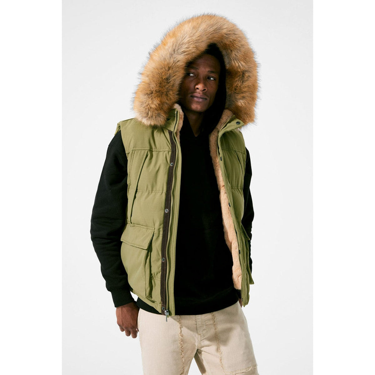 Army green puffer outlet vest