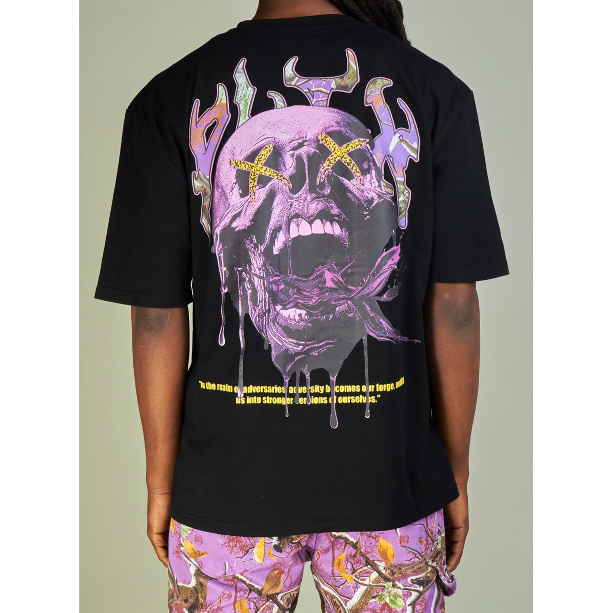 Politics Men Graphic Skull Tee (Black Purple)-Nexus Clothing