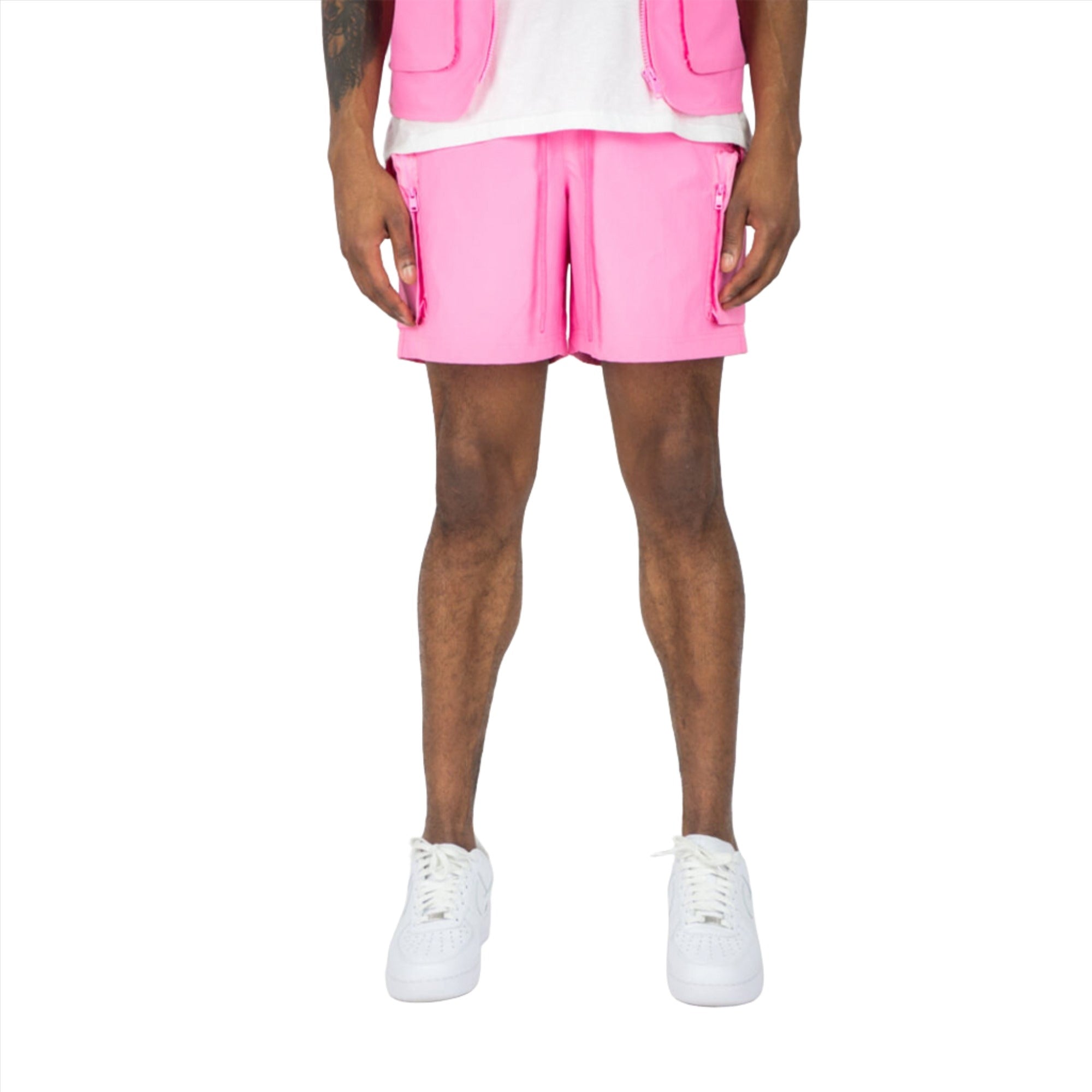 Rebel Minds Men Poly Cargo Pocket Shorts (Pink)-Pink-Small-Nexus Clothing
