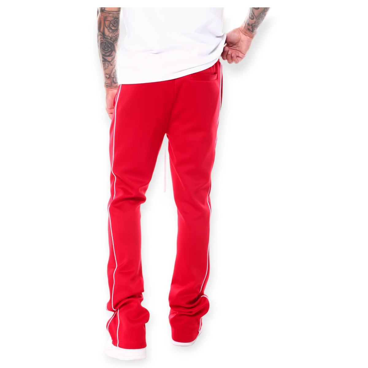 REBEL MINDS STACKED FLARE TRACK PANTS RED – Underground Clothing