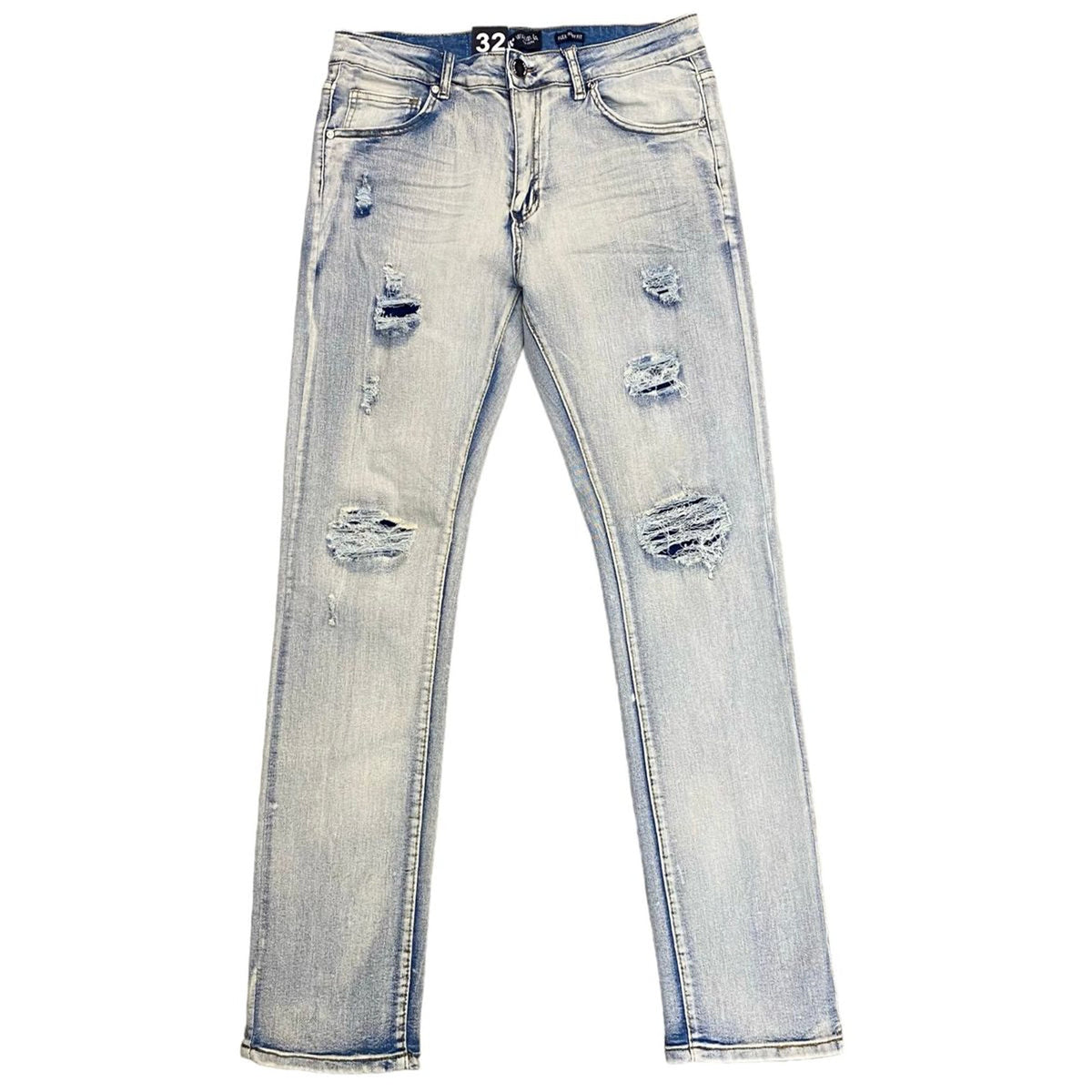 Bleach wash jeans fashion mens