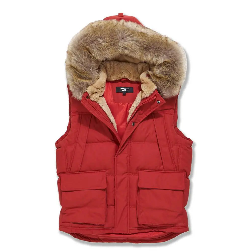 Jordan Craig Vest Men Yukon Fur Puffer Vest (Red)