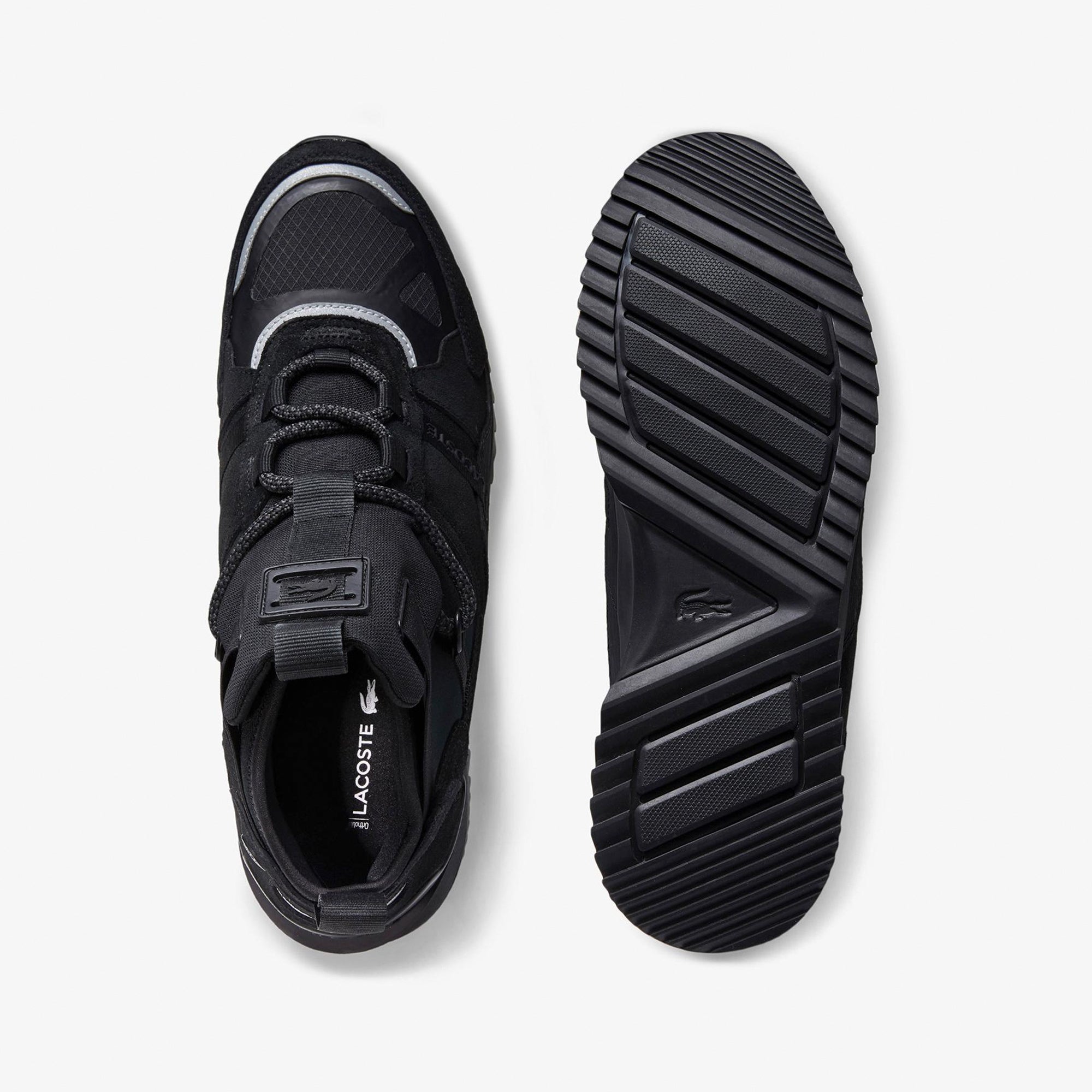 LACOSTE Men Run Breaker Suede Sneakers (Black)-Nexus Clothing