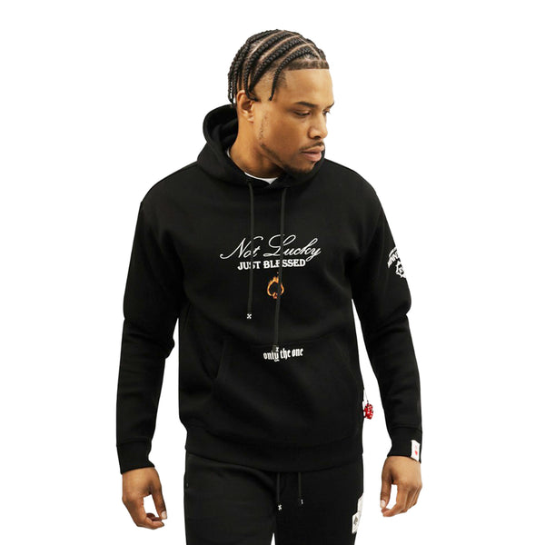 Roberto Vino Milano Men Burning Cards Pull Over Hoodie (Black)