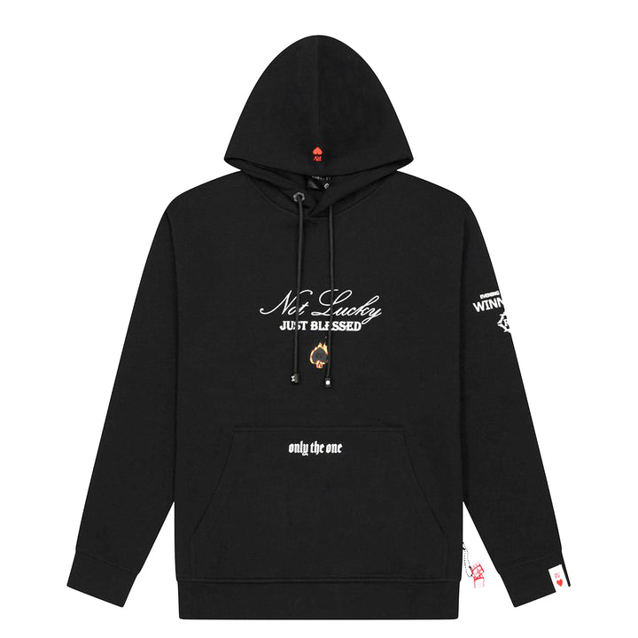 Roberto Vino Milano Men Burning Cards Pull Over Hoodie (Black)