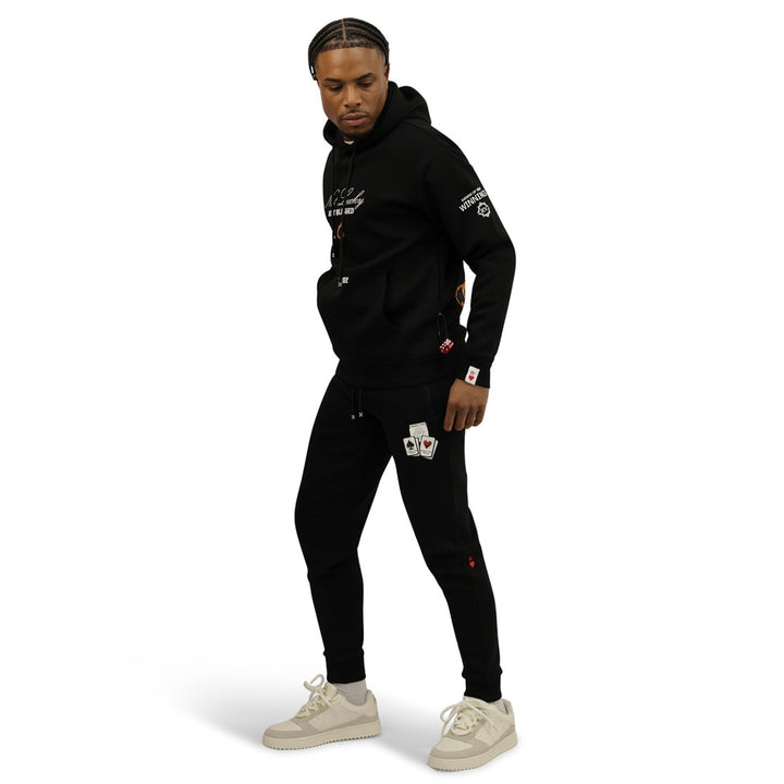 Roberto Vino Milano Men Burning Cards Pull Over Hoodie (Black)