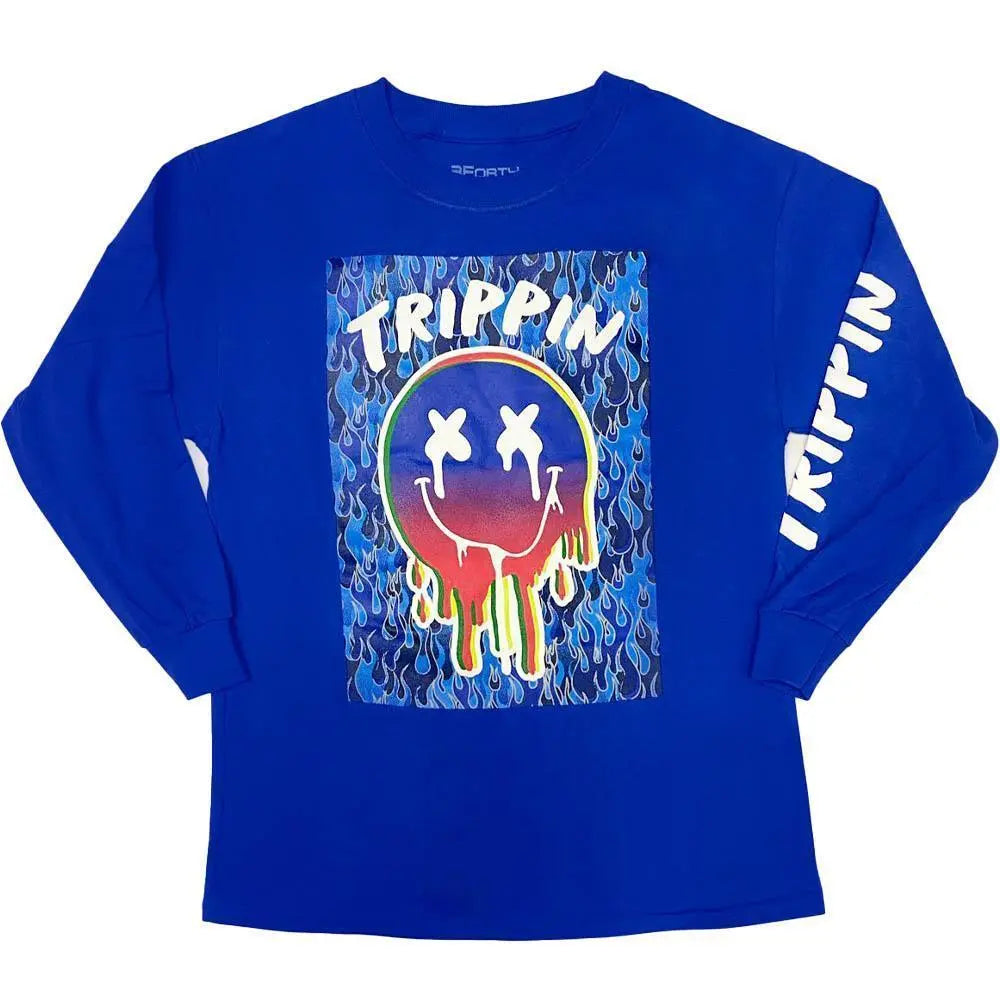 3Forty Inc Boys Trippin Smile Long Sleeve Shirt Royal Blue-Royal-Small-Nexus Clothing