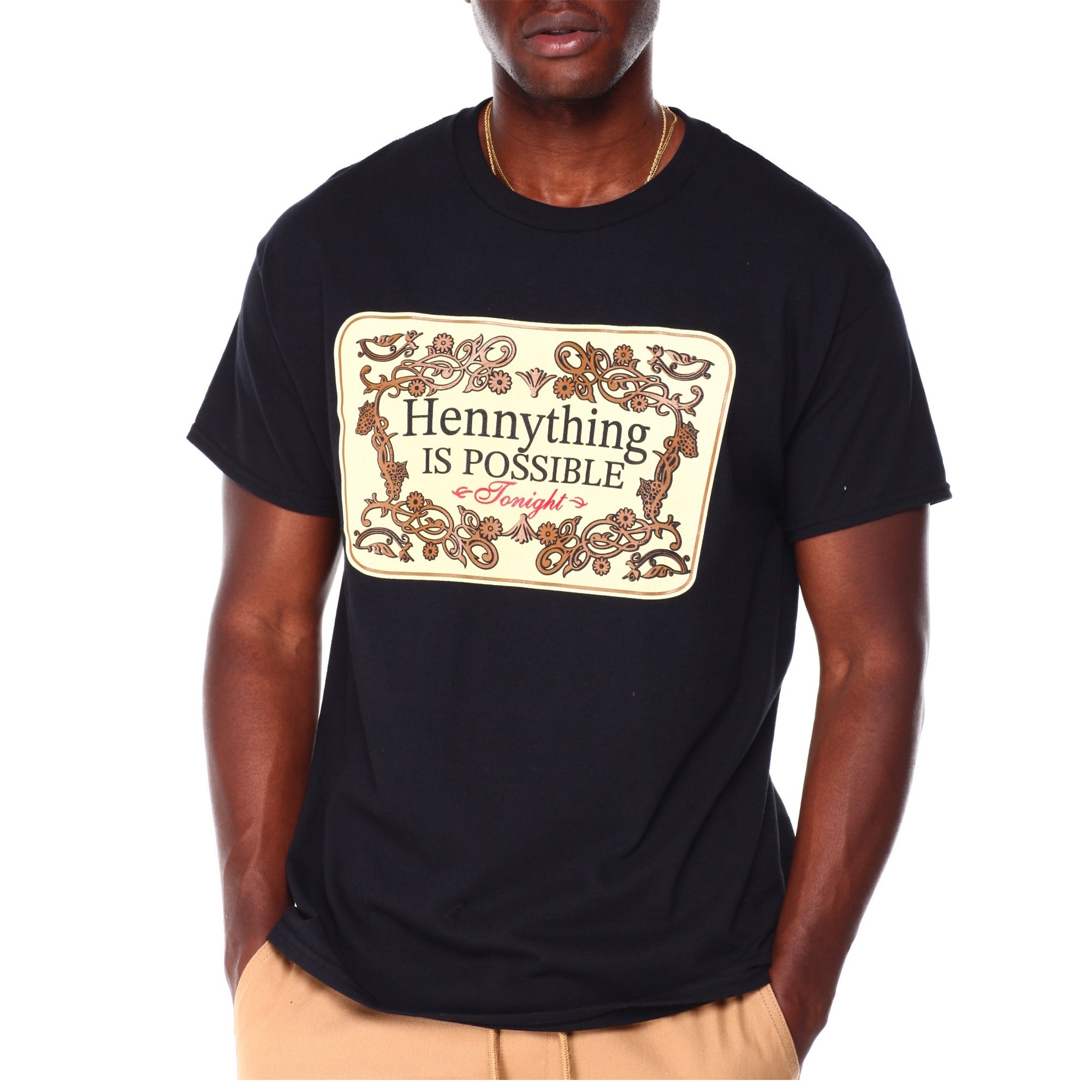 3Forty Inc Men Hennything is Possible T-Shirt (Black)-Black-Small-Nexus Clothing