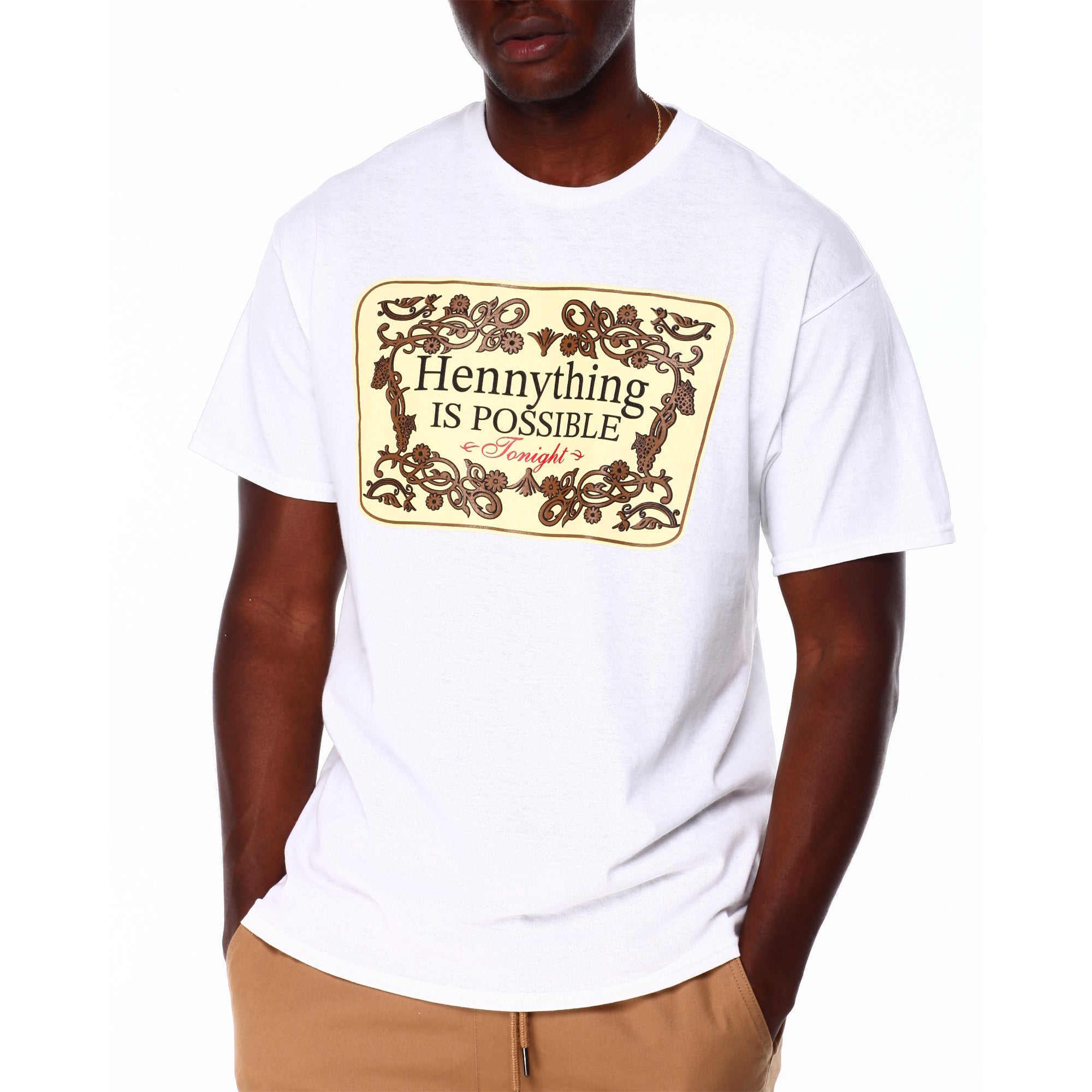 3Forty Inc Men Hennything is Possible T-Shirt (White)-White-Small-Nexus Clothing