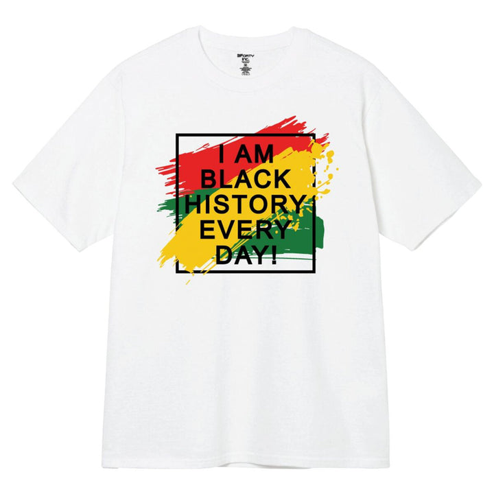 3Forty Inc Men I Am Black History Every Day Tee (White)-White-Medium-Nexus Clothing