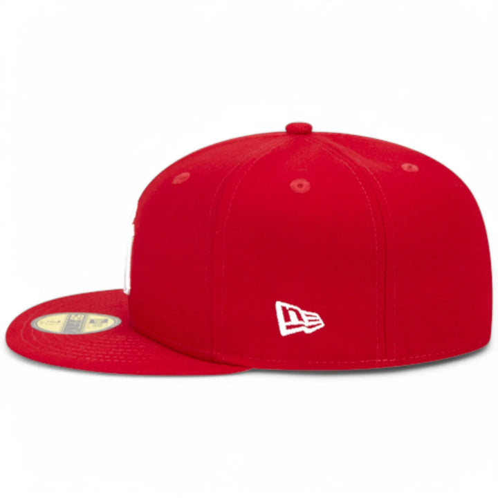 New Era Men 59Fifty NY Yankees Evergreen Side Patch Fitted (Red White)