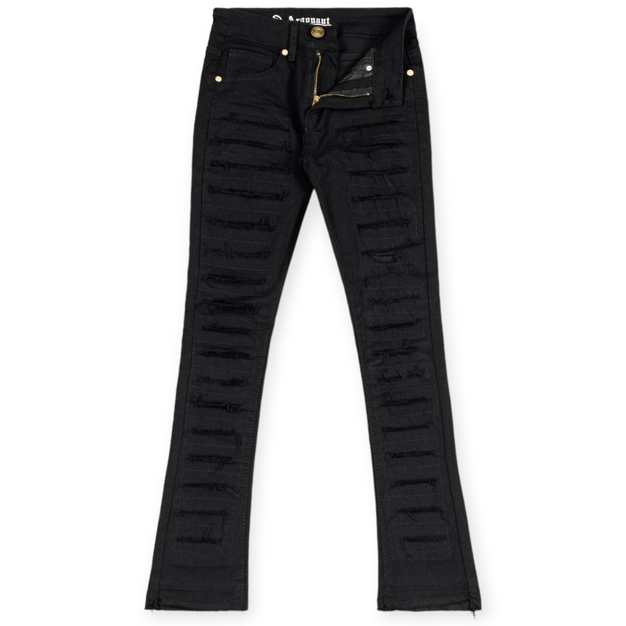 Argonaut Nations Boys Ripped Stacked Jeans (Black)-Black-8-Nexus Clothing