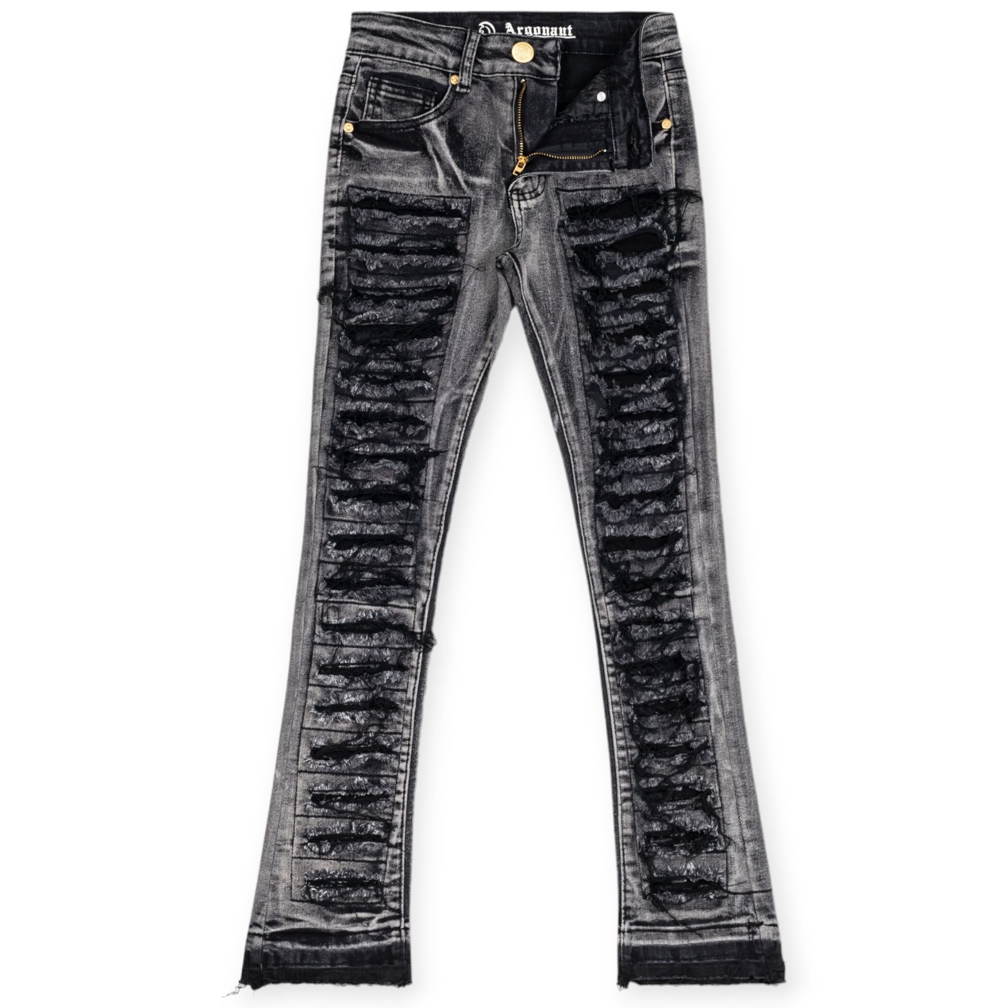 Argonaut Nations Boys Ripped Stacked Jeans (Black Wash)
