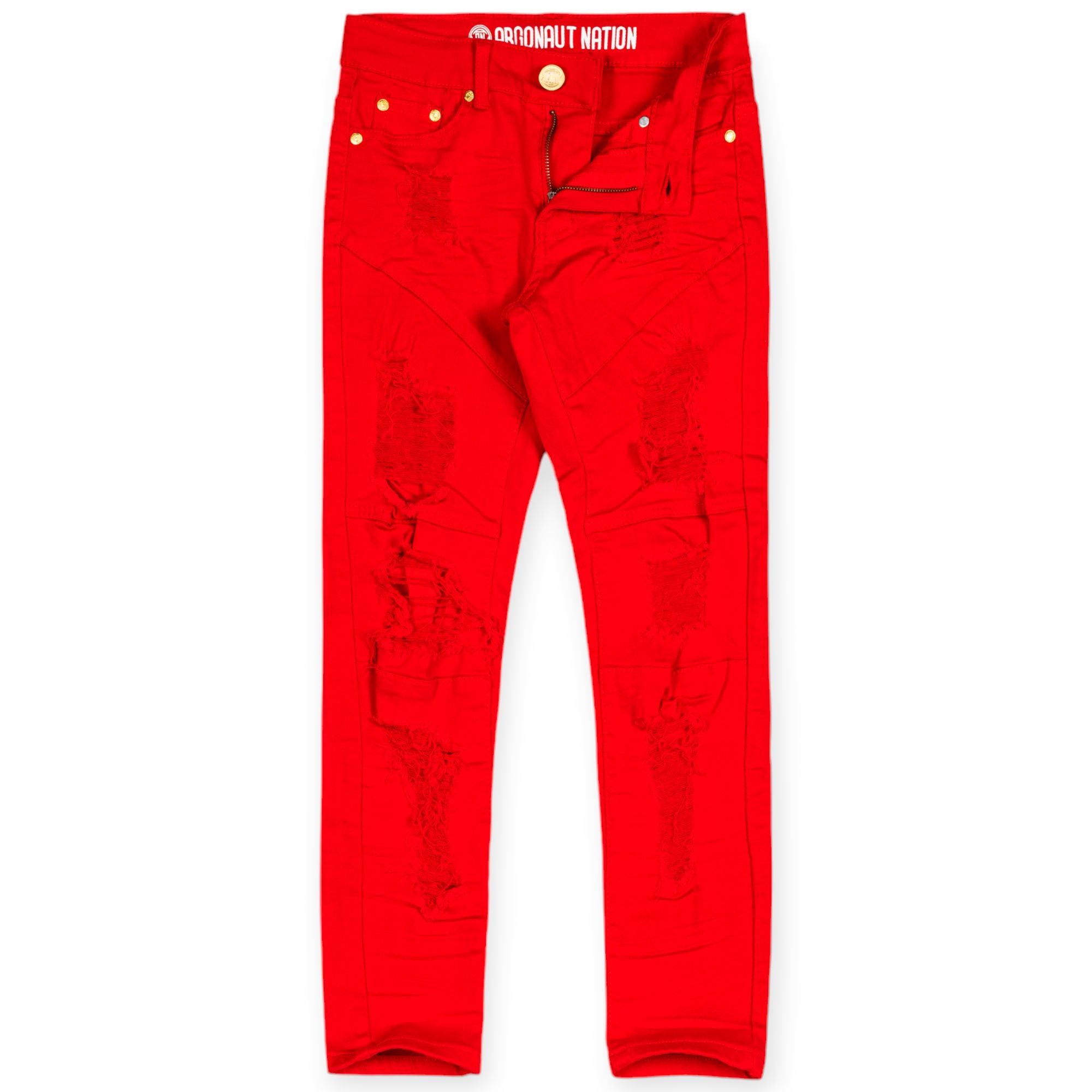 Argonaut Nations Boys Ripped Twill Jeans (Red)-Red-8-Nexus Clothing