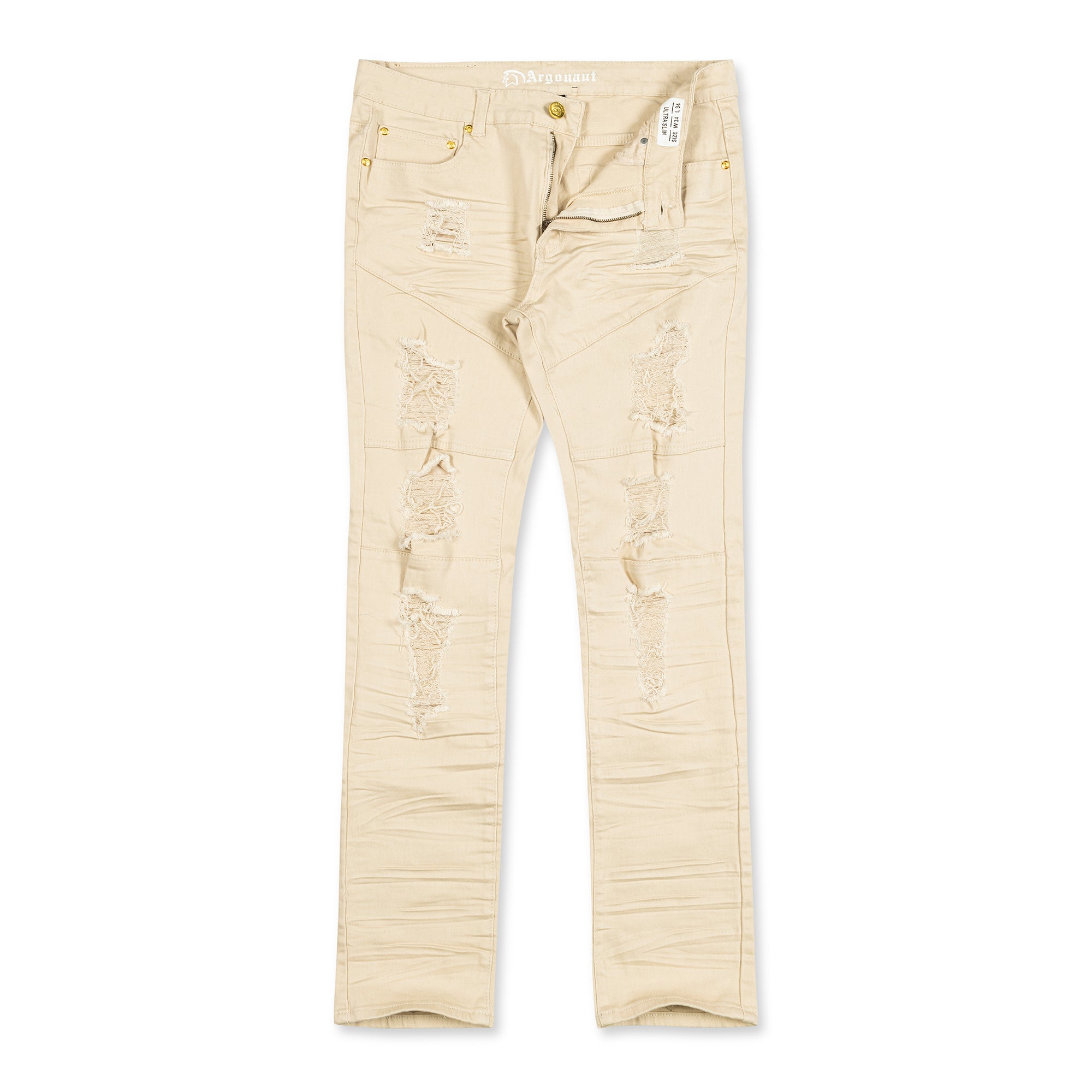 Argonaut Nations Men Ripped Jeans (Bone)-Bone-44W X 32L-Nexus Clothing