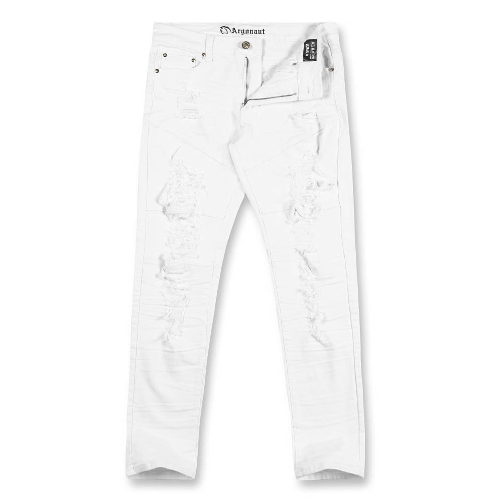 Argonaut Nations Men Ripped Skinny Fit Denim Jeans (White)-White-30W X 32L-Nexus Clothing