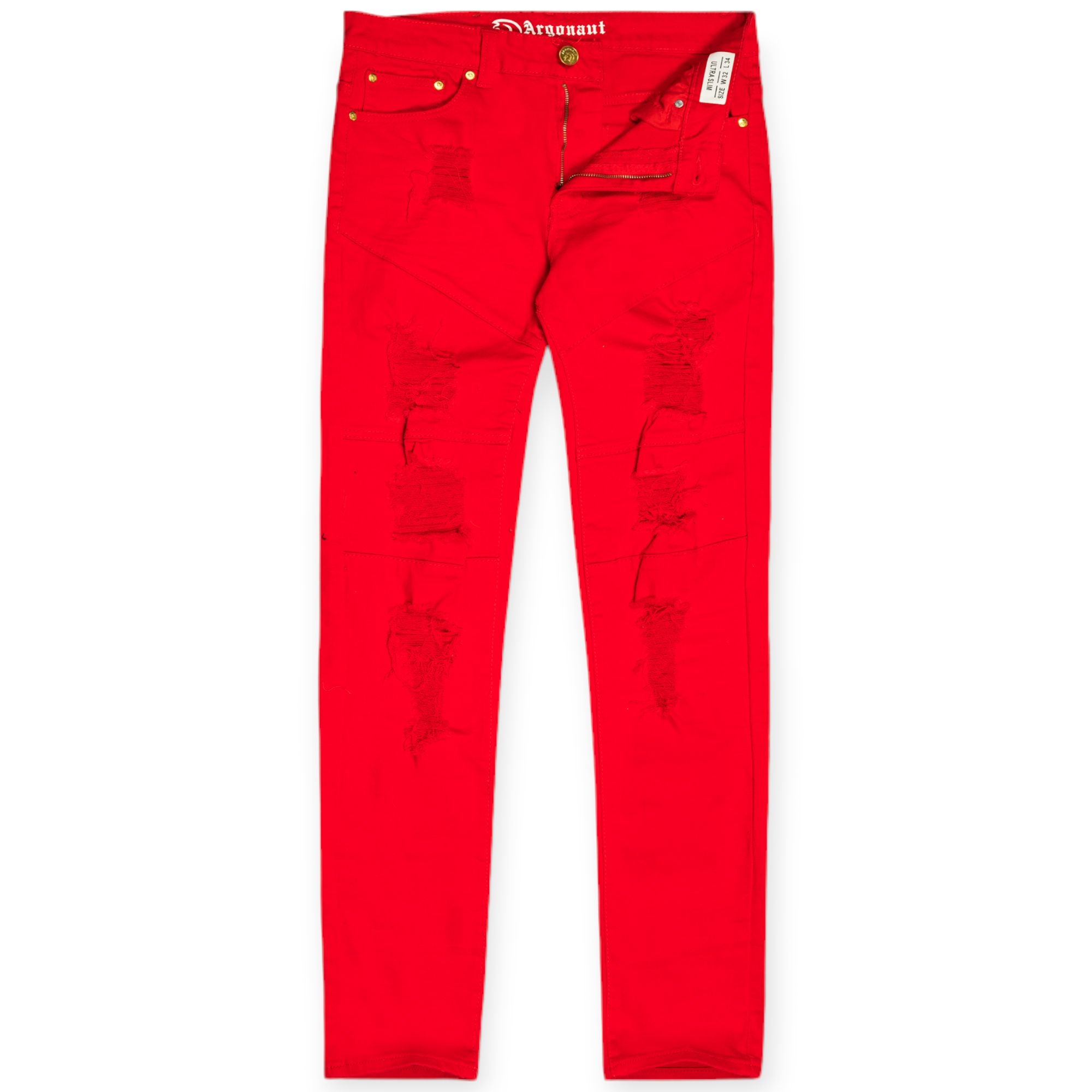 Argonaut Nations Men Ripped Twill Pants (Red)-Red-32W X 32L-Nexus Clothing