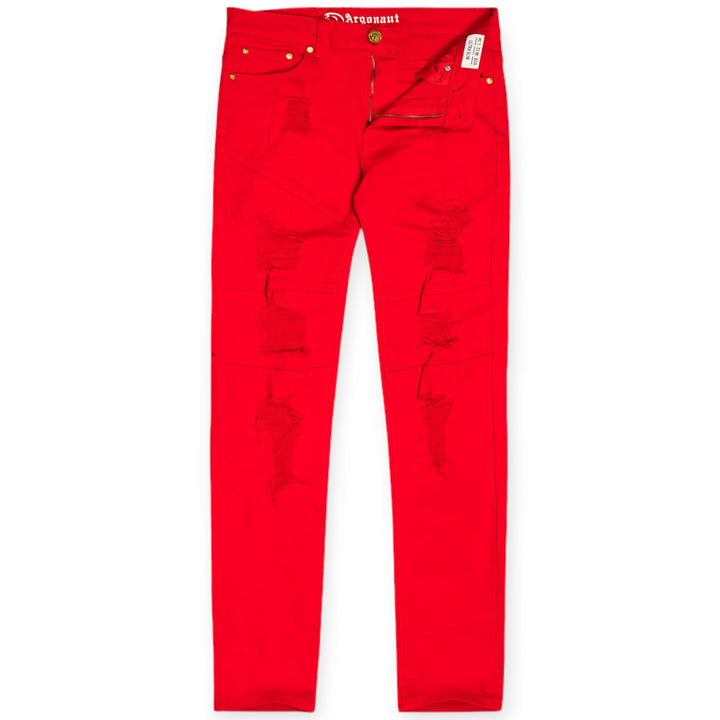 Argonaut Nations Men Ripped Twill Pants (Red)-Red-32W X 32L-Nexus Clothing