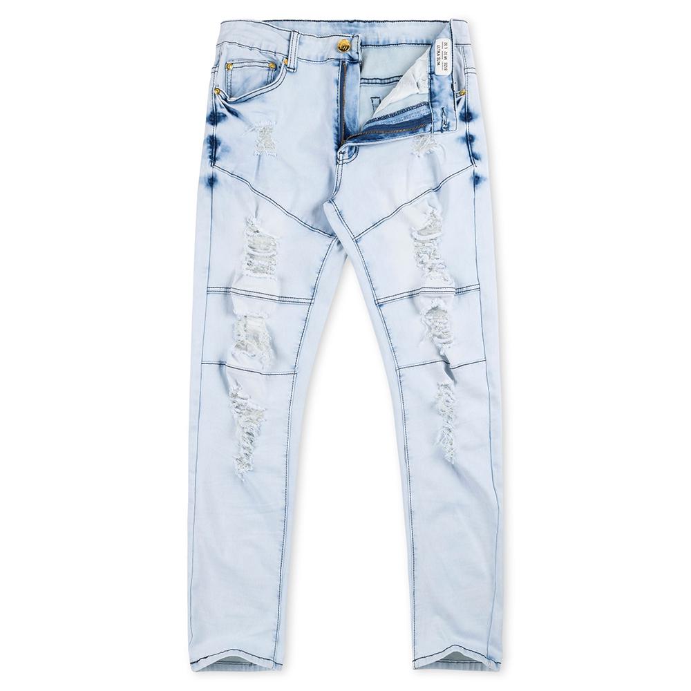 HAHAHHL Men's Biker Jeans Skinny Distressed Ripped Slim Fit Comfy Stretchy  Hip Hop Moto Fashion Denim Pants Holes (30, Light Blue 105) at Amazon Men's  Clothing store