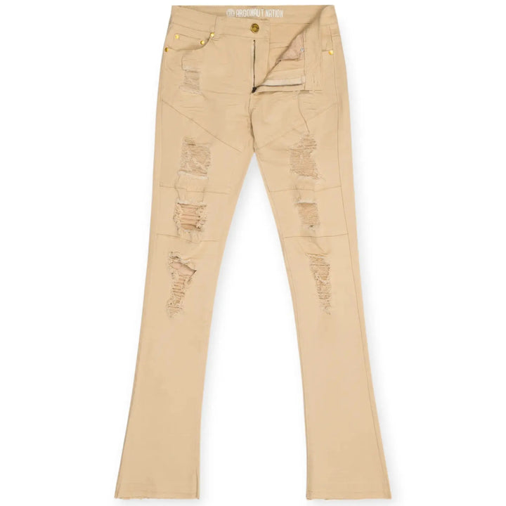 Argonaut Nations Men Stacked Jeans (Bone)-Bone-34W X 36L-Nexus Clothing