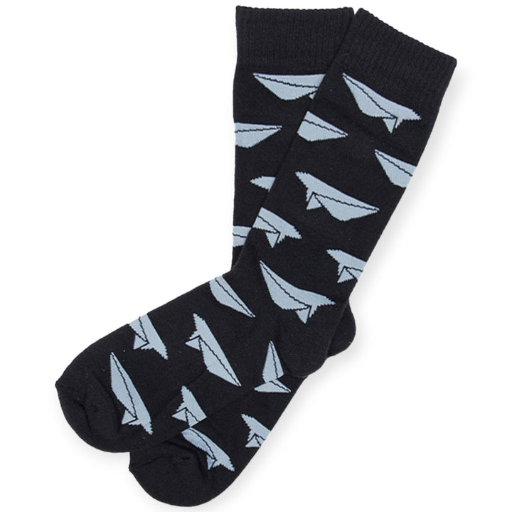 Benny Gold Men Paper Plane Socks (Black Grey)-Black Grey-Large-Nexus Clothing