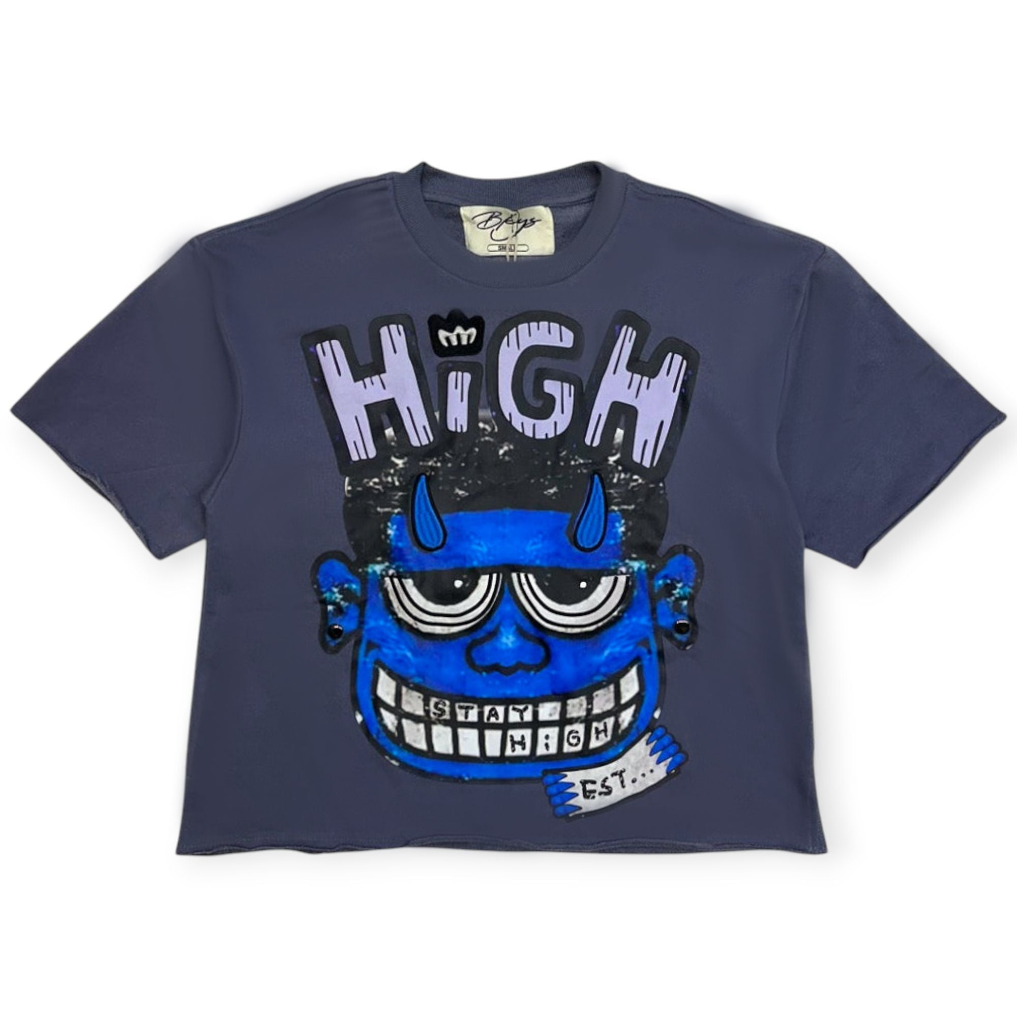 Black Keys Men Stay High Crop Top (Blue Grey)