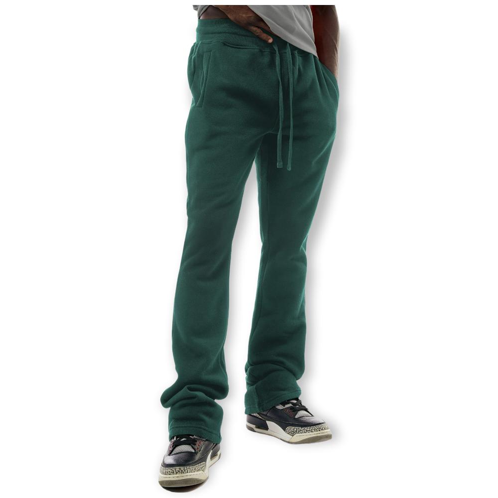 Bleecker & Mercer Men Slim Flare Fit Stacked Sweatpants (Hunter Green)-Hunter Green-X-Large-Nexus Clothing
