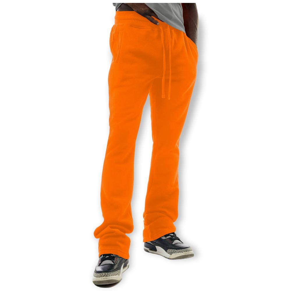 Bleecker & Mercer Men Slim Flare Fit Stacked Sweatpants (Orange)-Orange-X-Large-Nexus Clothing