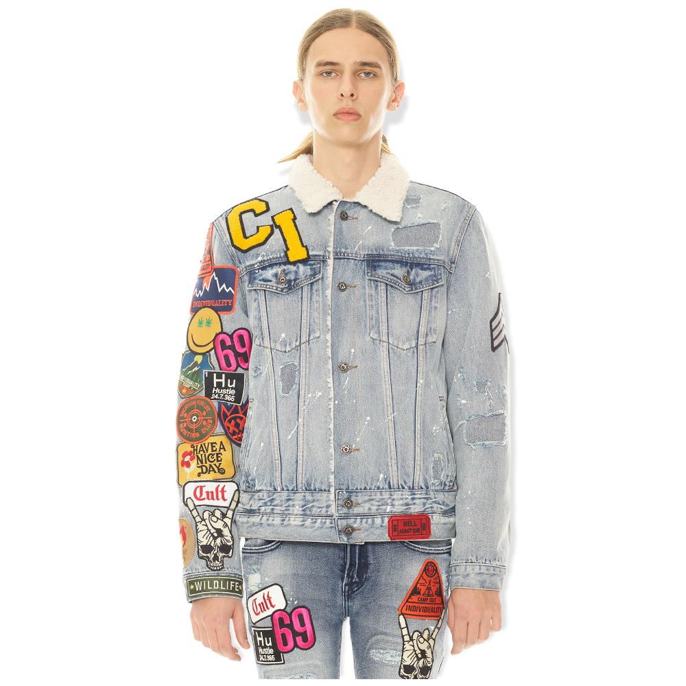 Cult of Individuality Men Type III Denim Jacket Double Waistband (Blue)-Blue-XXX-Large-Nexus Clothing