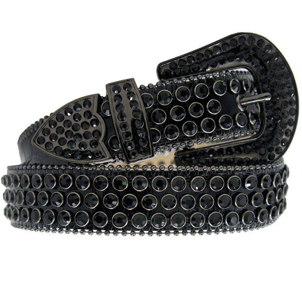 DNA Belt - Men All Black Alligator Skin With Black Stones-Black Black-X-Small-Nexus Clothing