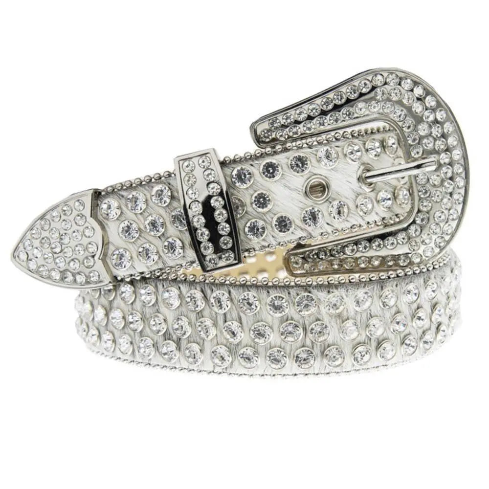 DNA Premium Wear White & Silver Diamond Rhinestone Alligator Belt. Medium 1 1/2 main image 4