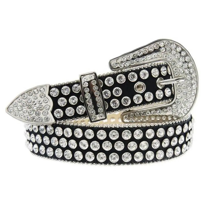 DNA Premium Wear Belt - Black Leather With Silver Stones-Nexus Clothing