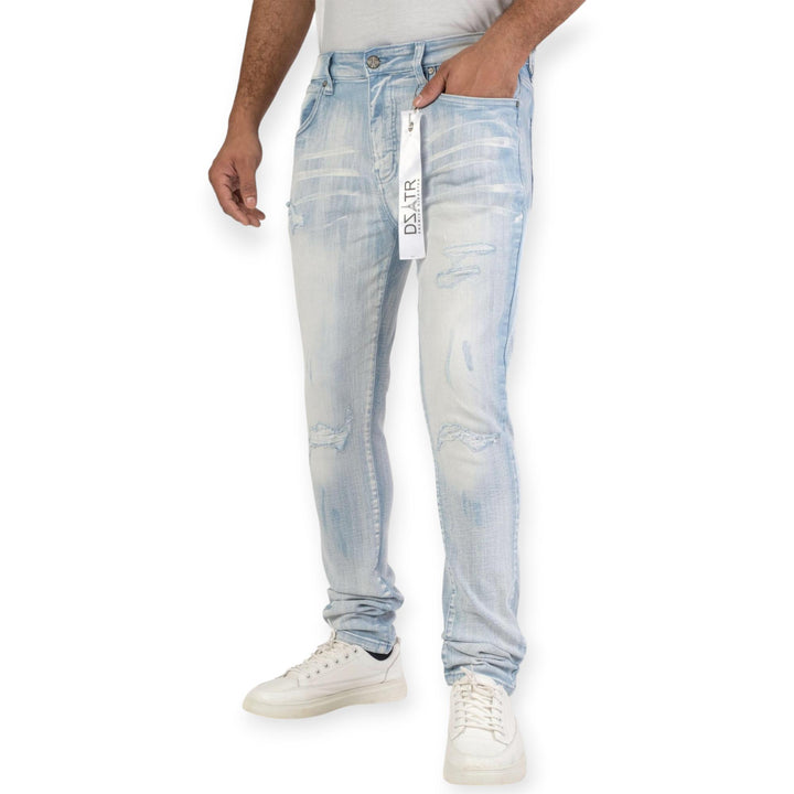 Premium Disaster Men Super Stretch Skinny Denim (Ice Blue)