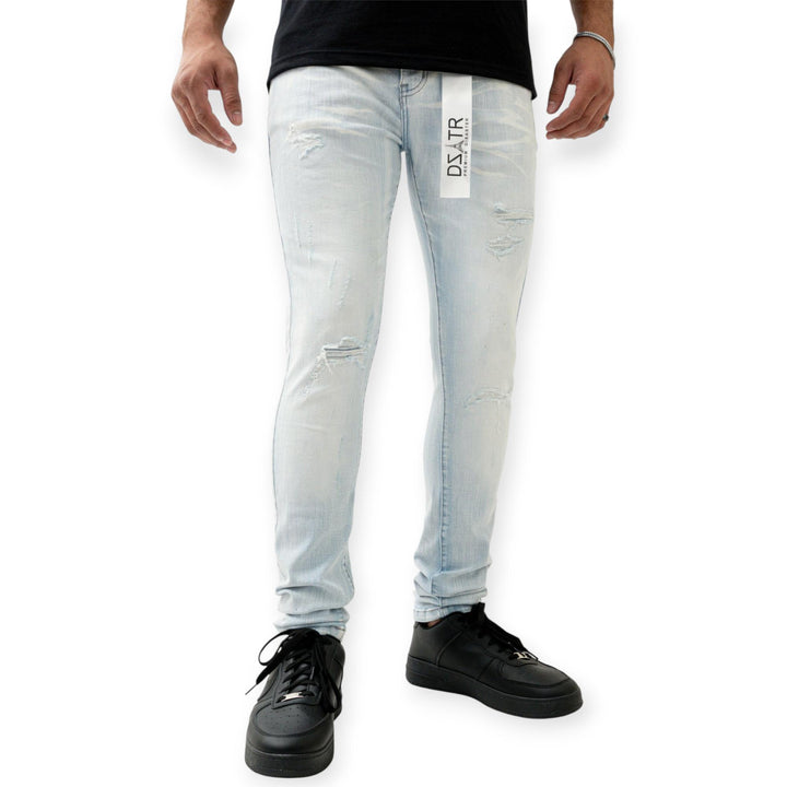 Premium Disaster Men Super Stretch Skinny Denim (Ice Blue)