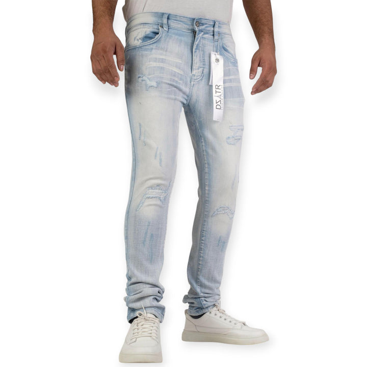 Premium Disaster Men Super Stretch Skinny Denim (Ice Blue)