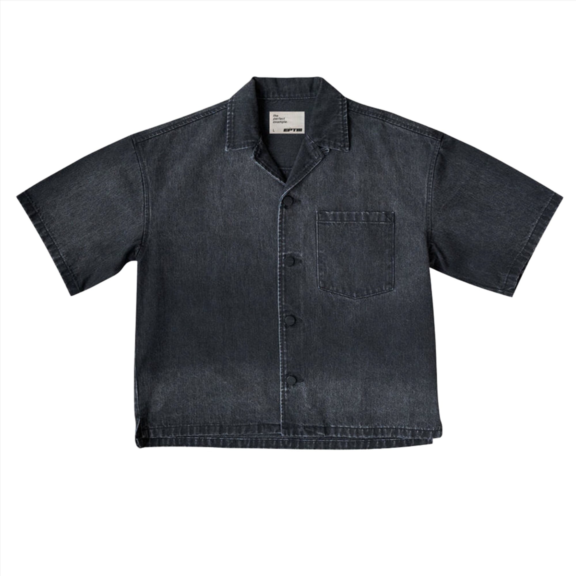 EPTM Men Boxy Denim Shirt (Black)-Black-Small-Nexus Clothing