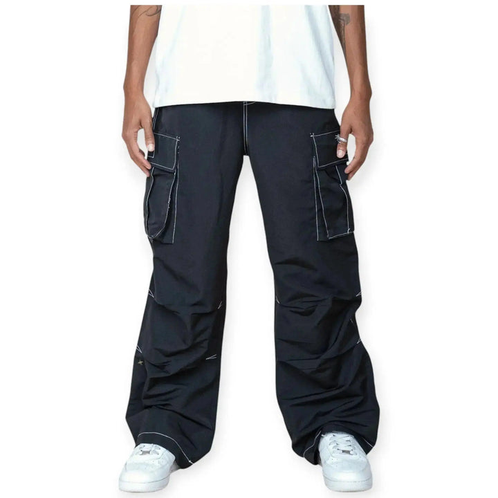 EPTM Men Campus Cargo Stacked Pants (Black)-Black-Small-Nexus Clothing