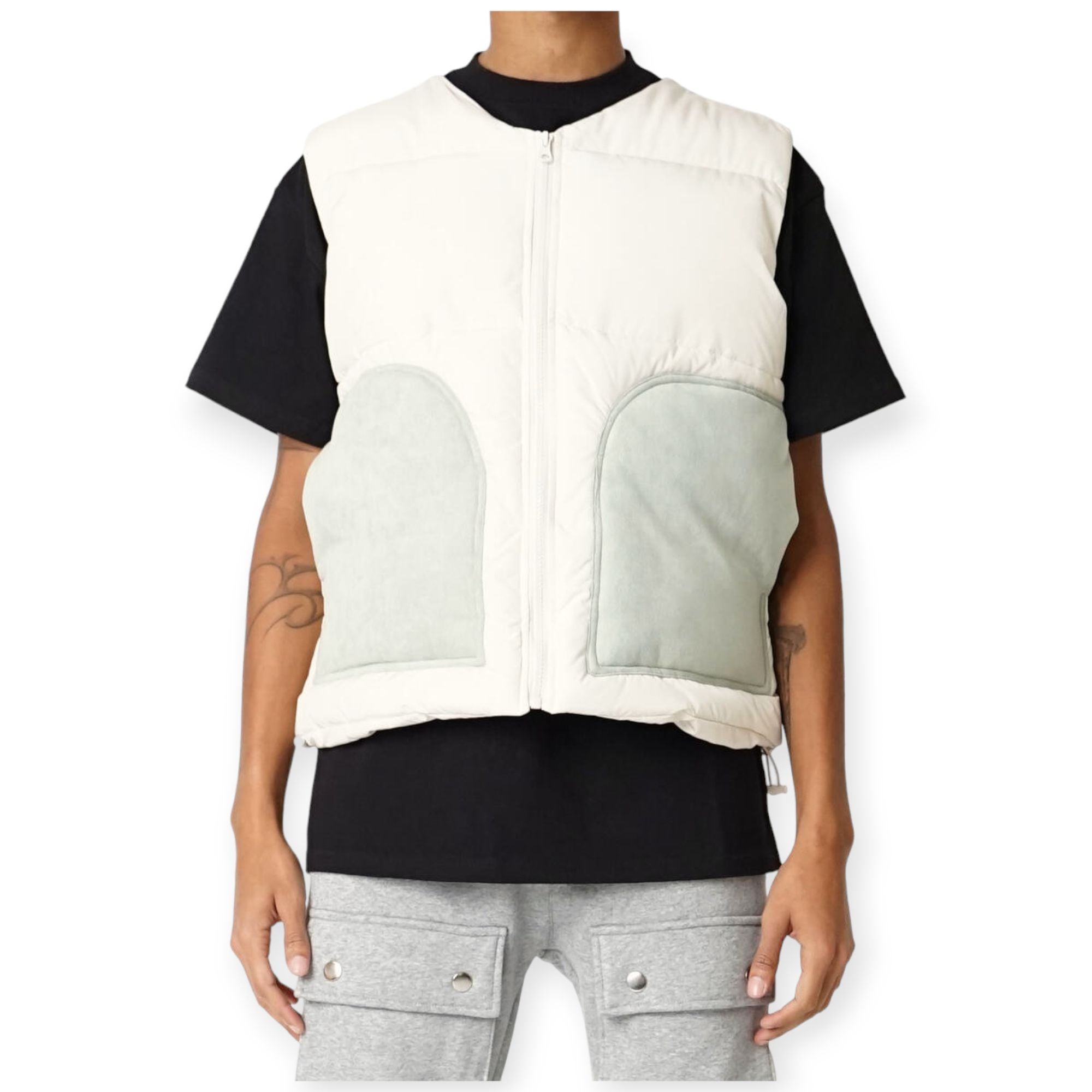 EPTM Men Contrast Puffer vest(Cream)-Cream-Small-Nexus Clothing