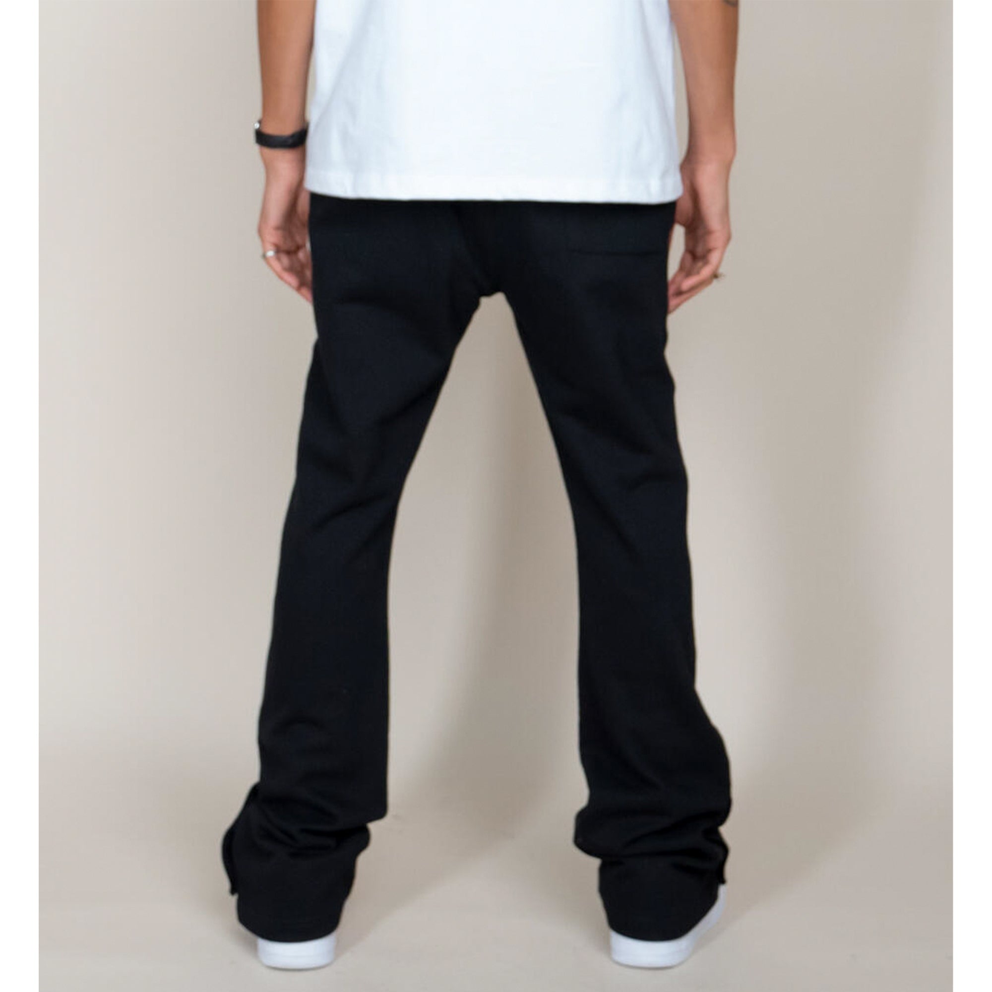 EPTM Men French Terry Snap Flared Pants (Black)-Nexus Clothing