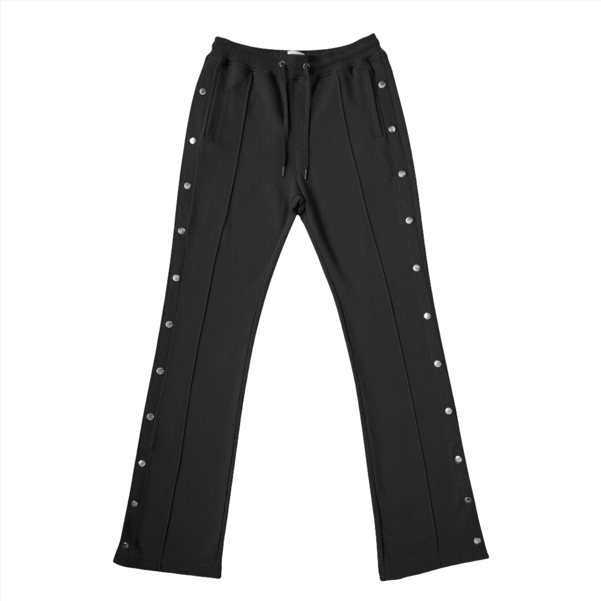 EPTM Men French Terry Snap Flared Pants (Black)-Black-Small-Nexus Clothing