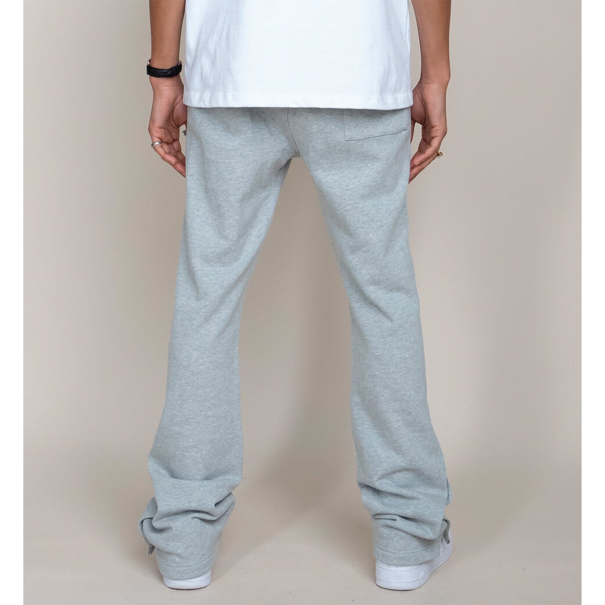 EPTM Men French Terry Snap-Flared Pants (Heather Grey)-Nexus Clothing